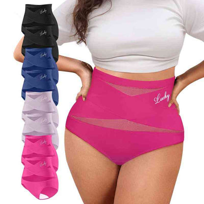 ✨ Kaufe 1 bekomme 3✨Übergrößen hochgeschnittene Bauchkontroll-Slips mit Kreuz-Design