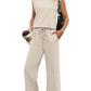 💕50% OFF🌺2025 Neue Frauen Casual Cap Sleeve Top Wide Leg Crop Pants Zweiteilige Set