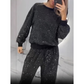 🎅Early Xmas Sales🎄Sequined Loose Fit Top und Wide Leg Pants (2-teiliges Set)