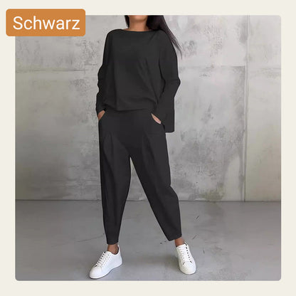 🔥2-teiliges Set mit langärmeligem Oberteil mit Rundhalsausschnitt ＆ Hose🔥