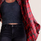 ⏳Begrenzte Zeit 50% Rabatt💥Mineral Washed Button-Down-Karohemd für Damen