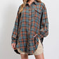 ⏳Begrenzte Zeit 50% Rabatt💥Mineral Washed Button-Down-Karohemd für Damen