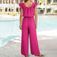 Einfarbiger, plissierter Jumpsuit mit quadratischem Ausschnitt für Damen