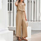 Einfarbiger, plissierter Jumpsuit mit quadratischem Ausschnitt für Damen