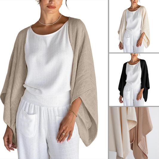 🍁Letzter Tag: 50% Rabatt✨Damen lockerer Cardigan mit 3/4-Ärmeln und offener Vorderseite