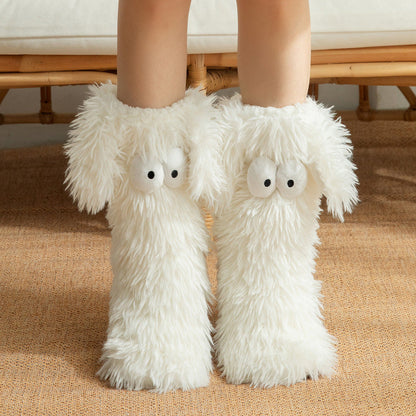 📢📢18,99 Kaufen Sie 1, erhalten Sie 1 kostenlos!!!💗LETZTER TAG VERKAUF 50% RABATT⚡50.000 VERKAUFT💕Damen Plüsch Hausschuhe Socken Bodensocken Winter Zuhause Indoor Verdicktes Fleece-Futter Rutschfeste Erwachsene Damen Plüsch Schnee Socken Schuhüberzüge